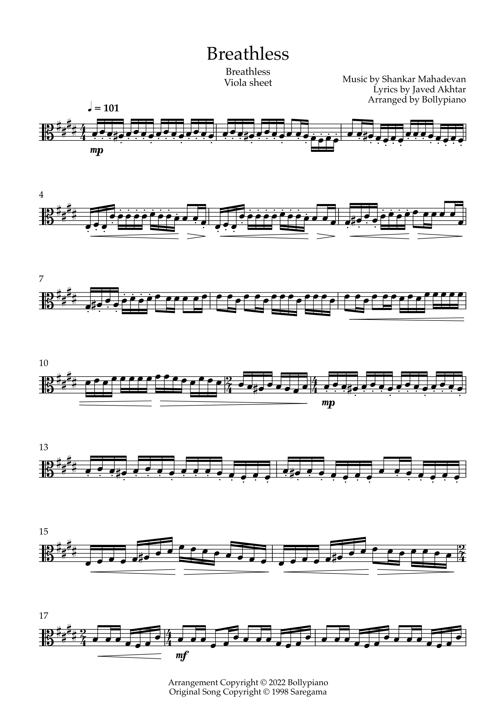 Breathless Viola Sheet