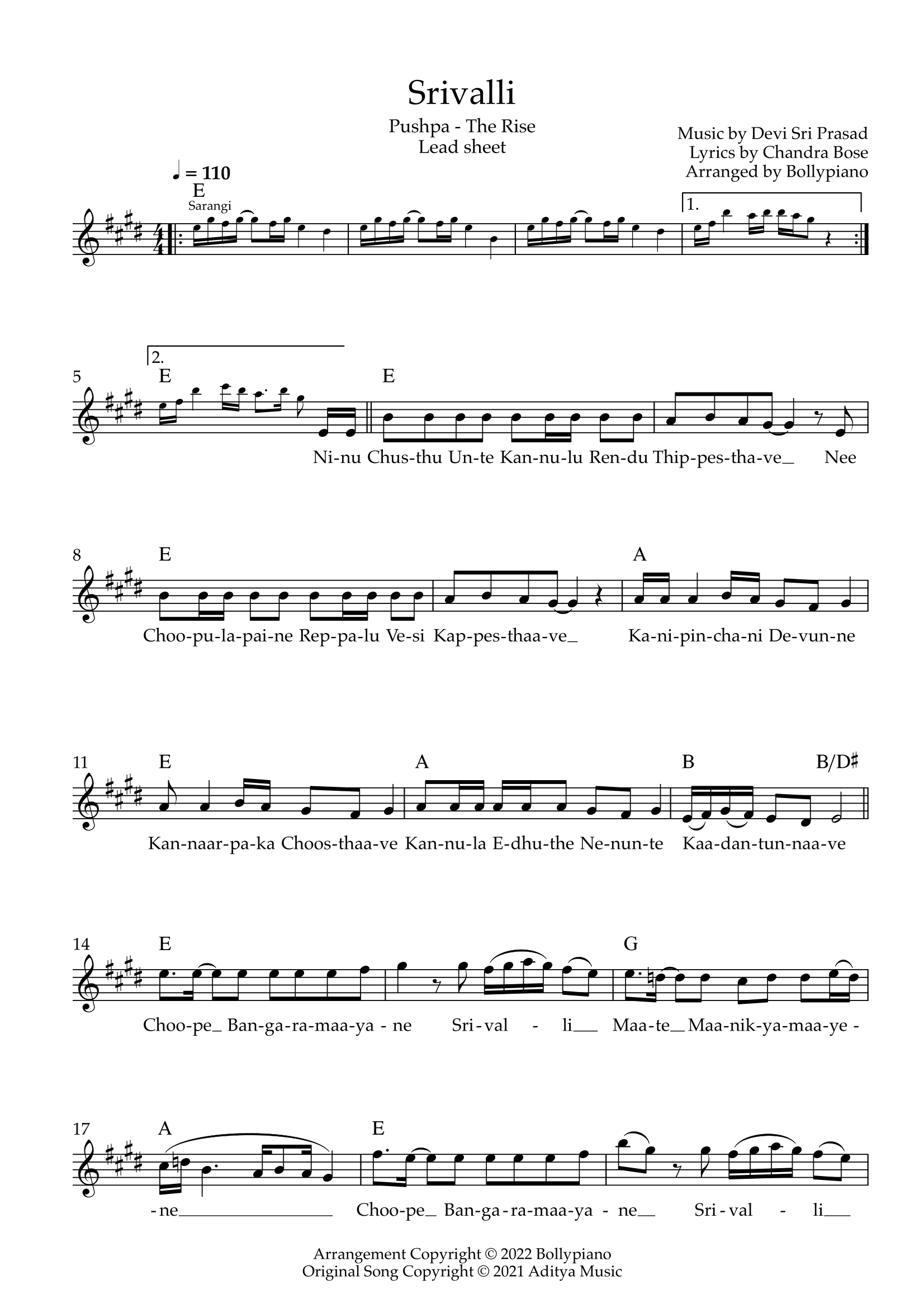Srivalli Lead Sheet