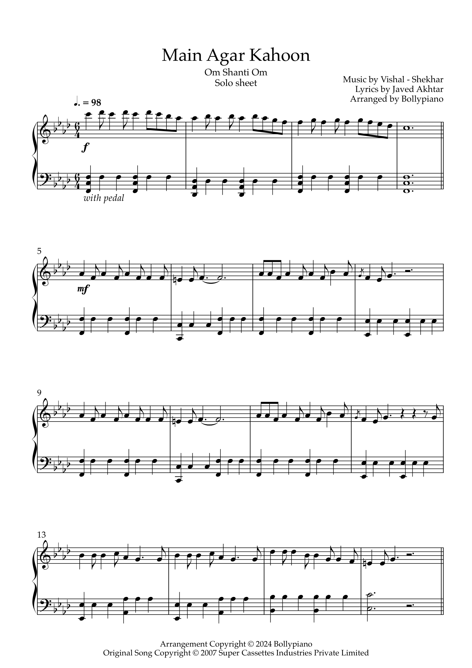 Main Agar Kahoon Solo Sheet