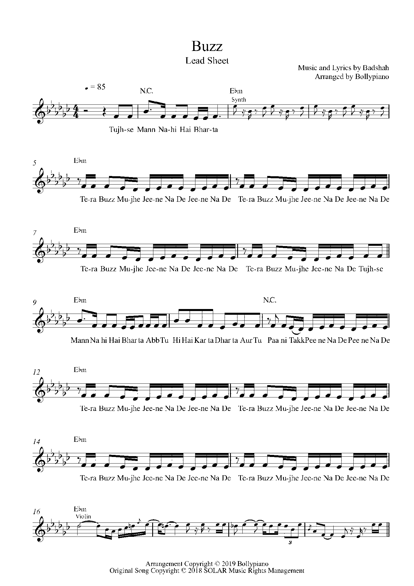 Buzz Lead Sheet PDF | 100% Accurate Notes