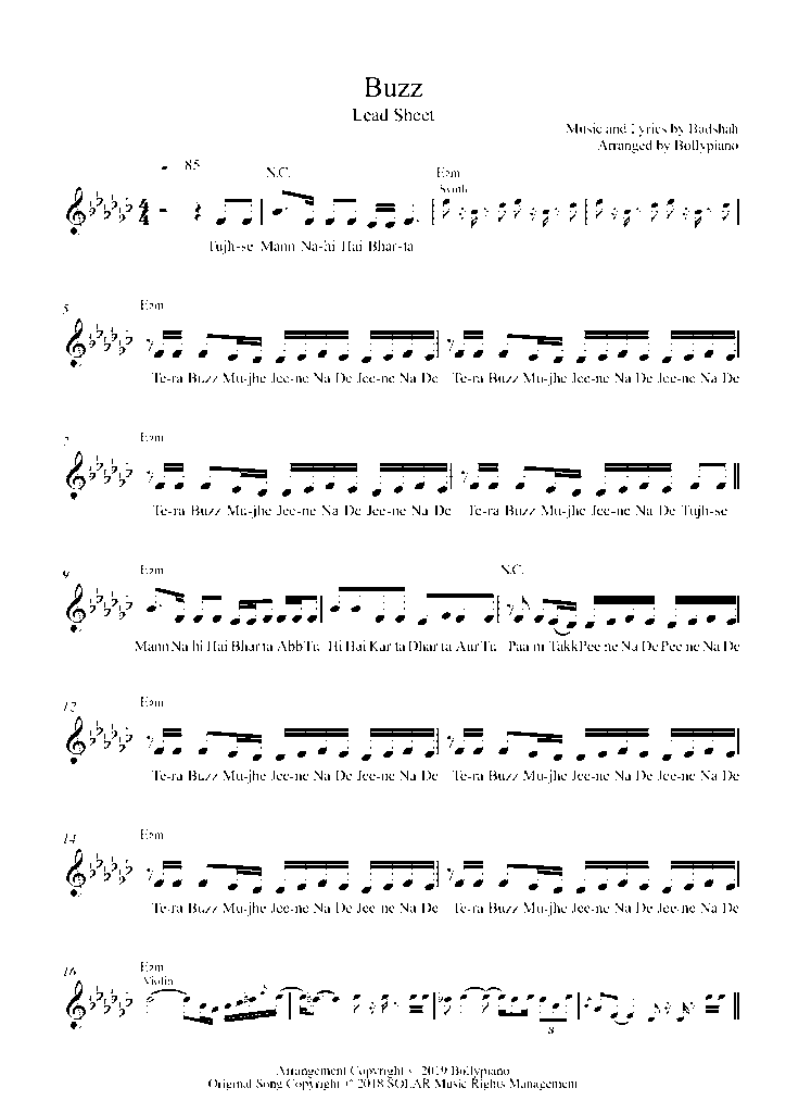 Buzz Lead Sheet PDF | 100% Accurate Notes
