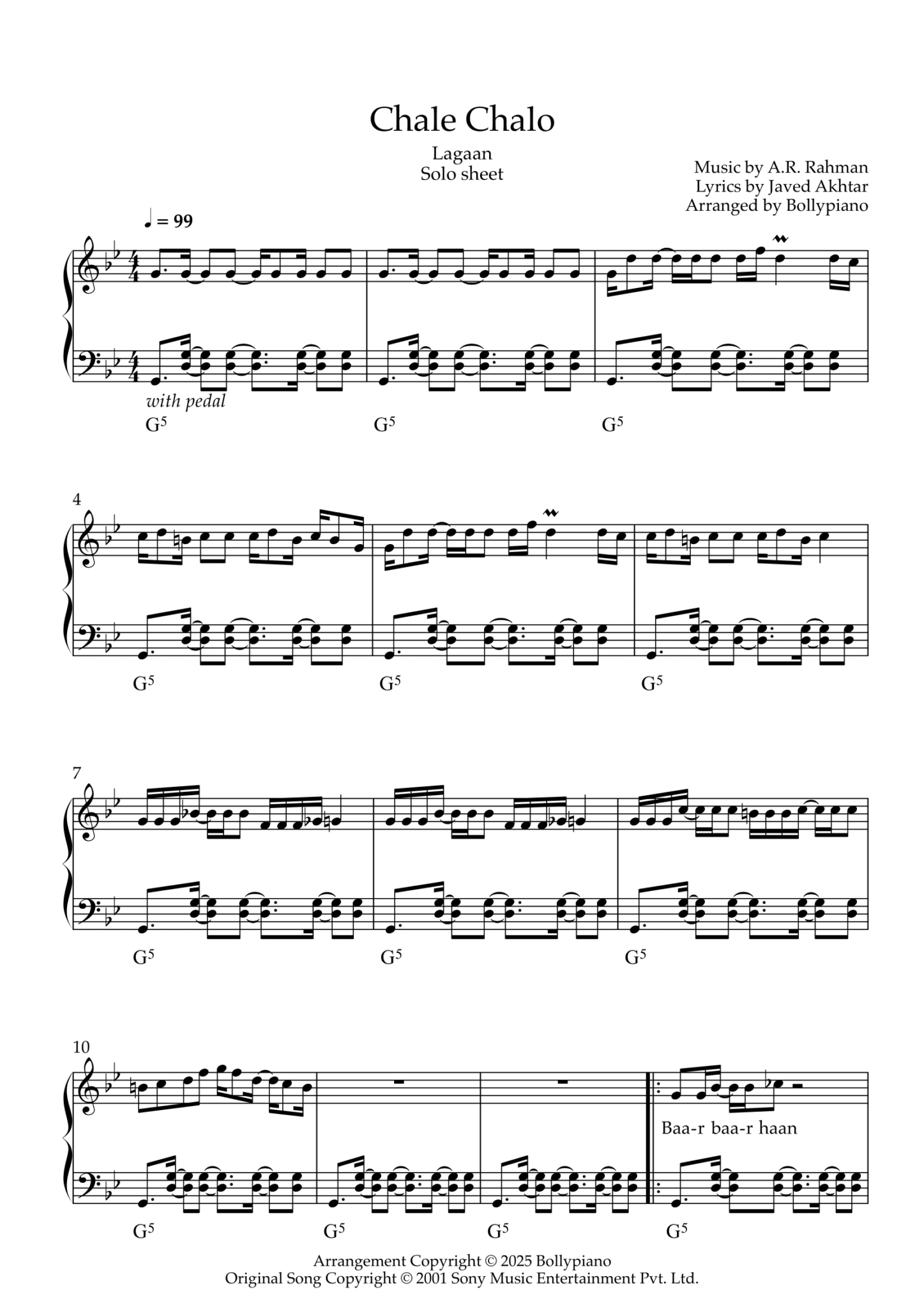 Chale Chalo Solo Sheet Music PDF Lagaan 99 Accurate Piano Notes chale-chalo-solo-sheet-music-pdf-lagaan-99-accurate-piano-notes