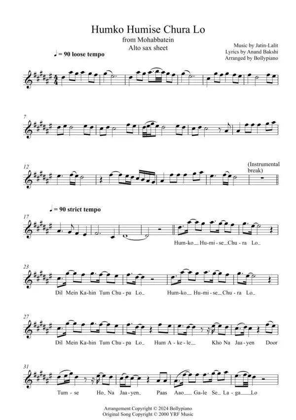 Humko Humise Chura Lo (Violin Cover)